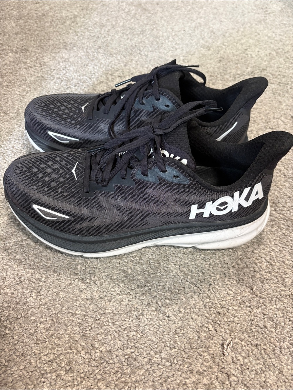 Men’s Hoka Clifton 9 Black Running Shoes